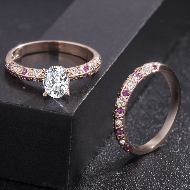 Rose Gold Filled Oval Cut Wedding Solid Ring