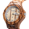 Wooden Date Quartz Wrist Watch with Gear Shape