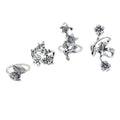 Antique Silver Color With Flower Rings Set