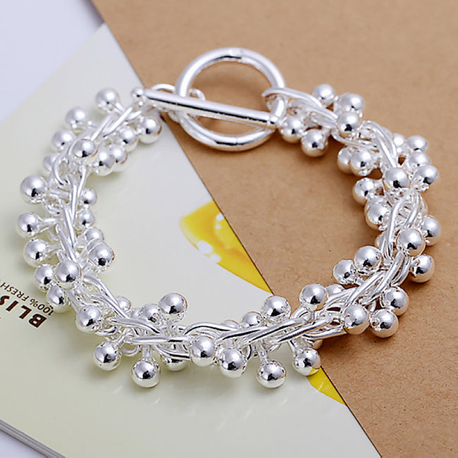 Classic Silver Plated Grape Link Bracelet