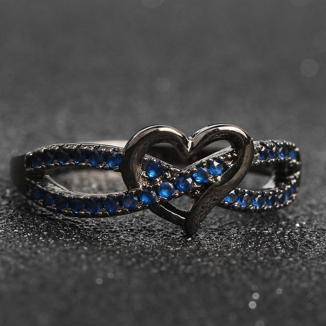 Fashion Heart Shaped Sapphire Zircon Black Gold