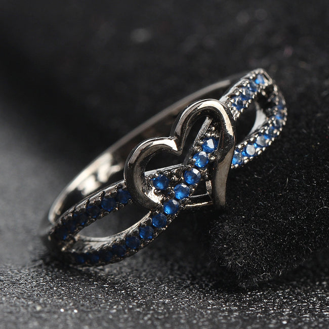 Fashion Heart Shaped Sapphire Zircon Black Gold