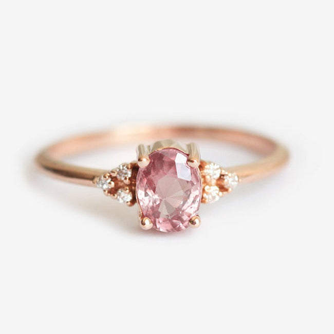 Lady Rose Gold Filled Diamond Cluster Peach