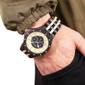 Wooden Quartz Watch Date Day Display Roman