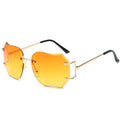 Oversized Designer Clear Lens Sunglasses Rimless Metal