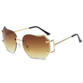 Oversized Designer Clear Lens Sunglasses Rimless Metal