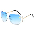 Oversized Designer Clear Lens Sunglasses Rimless Metal