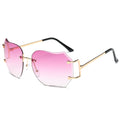 Oversized Designer Clear Lens Sunglasses Rimless Metal
