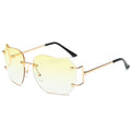 Oversized Designer Clear Lens Sunglasses Rimless Metal