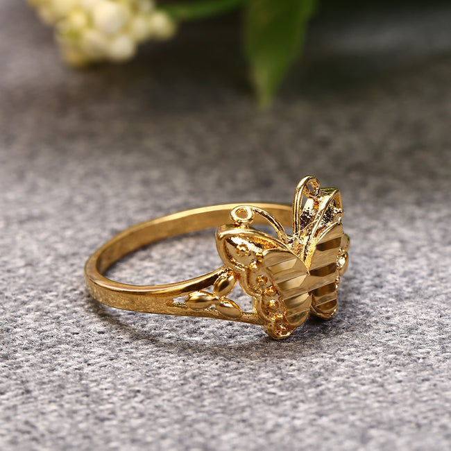 Electroplate Gold Color Butterfly Ring for Women