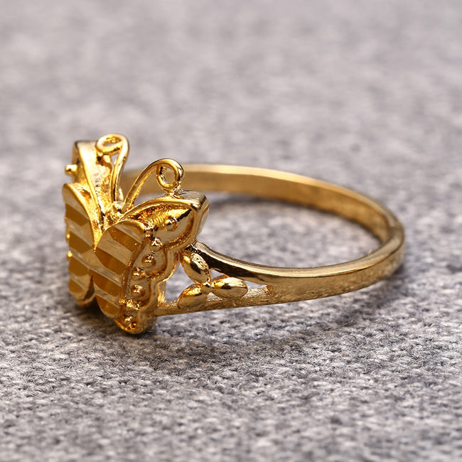 Electroplate Gold Color Butterfly Ring for Women