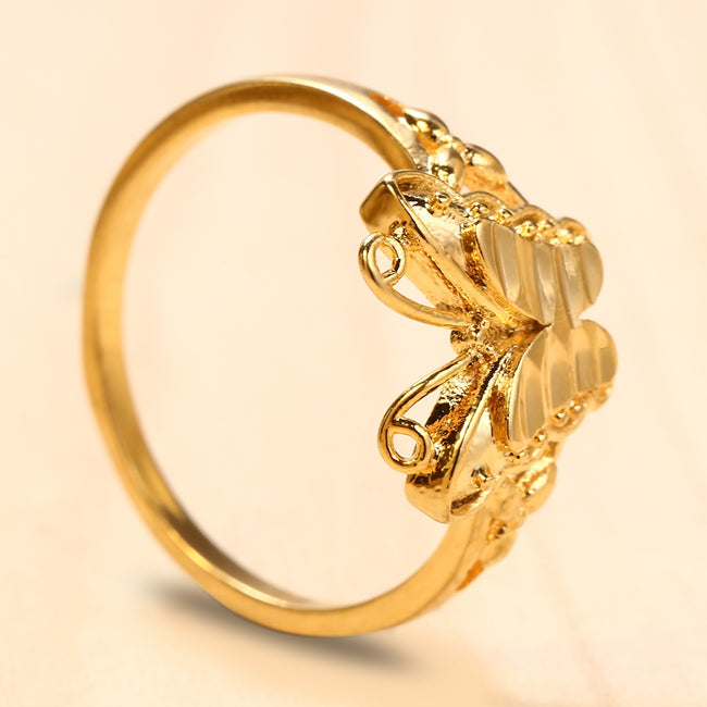 Electroplate Gold Color Butterfly Ring for Women