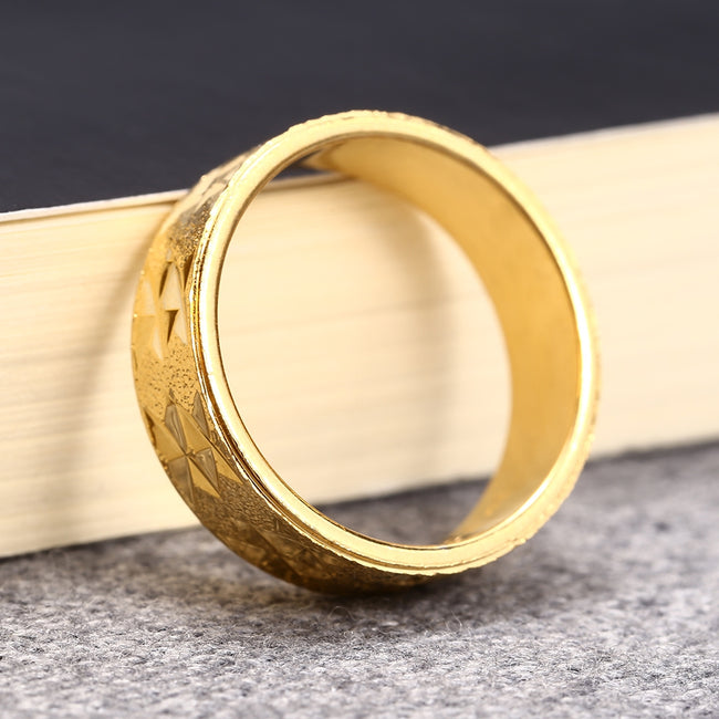 Electroplate Gold Color Geometric Pattern Ring