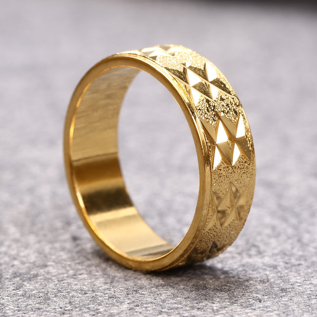 Electroplate Gold Color Geometric Pattern Ring