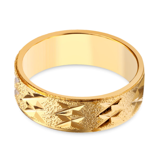 Electroplate Gold Color Geometric Pattern Ring