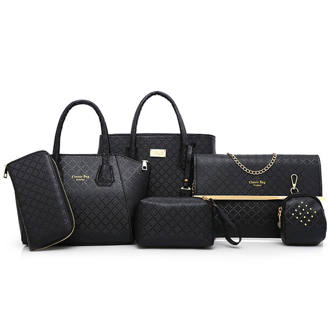 6 Pcs Argyle Pattern Handbag Set