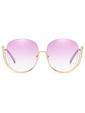 Half Frame Oversized Sunglasses with Curved