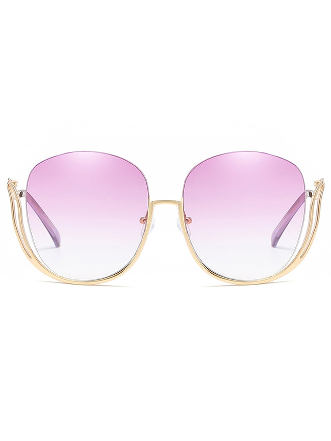 Half Frame Oversized Sunglasses with Curved