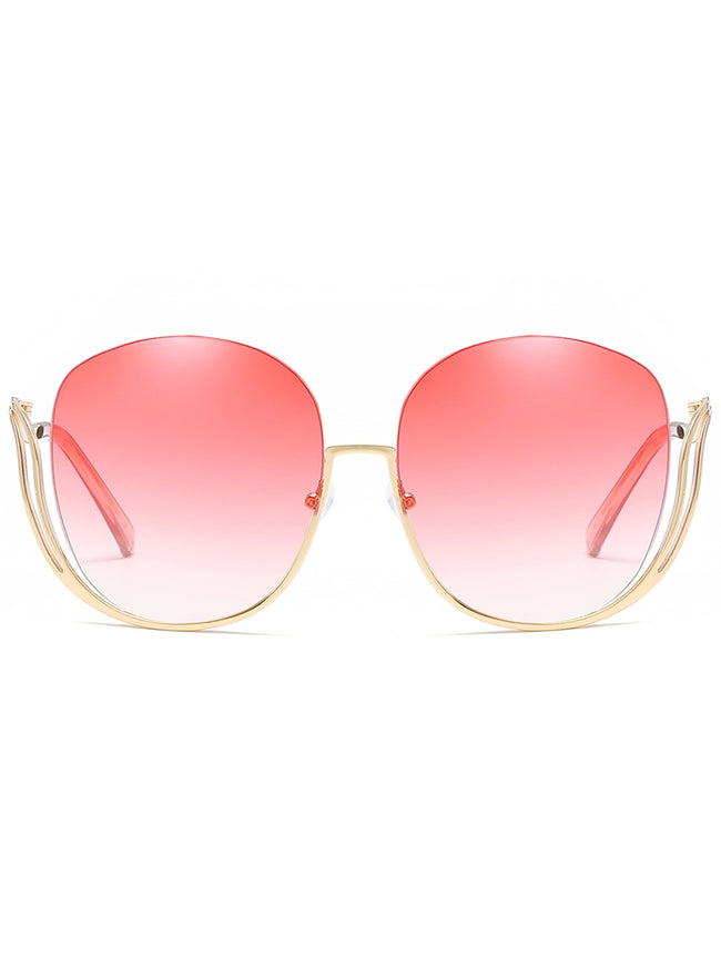Half Frame Oversized Sunglasses with Curved