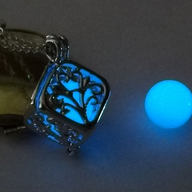 Charm Silver Cube Light Necklace Women Glowing