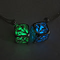 Charm Silver Cube Light Necklace Women Glowing