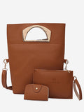 Simple Style Solid Leather Handbag Set