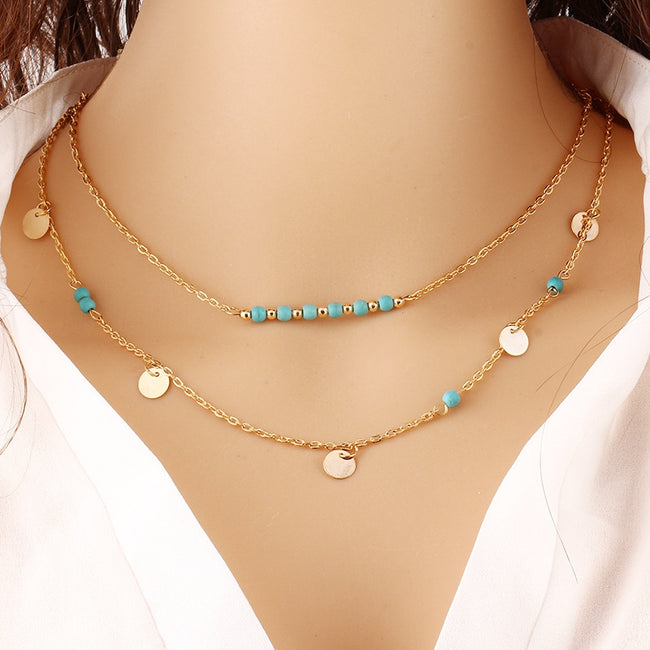 Women Long Tassel Star Choker Double Layer