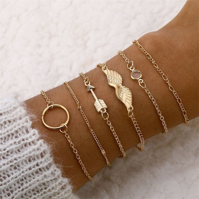 Women's Fashion Crystal Leaves Geometric Chain