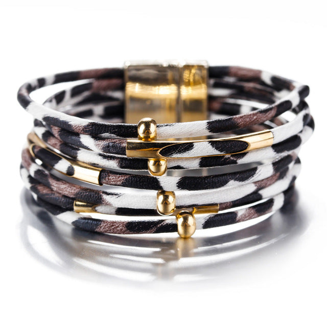 Leopard Leather Bracelets For Women
