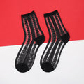 Womens Silk Lace Transparent Socks Black