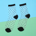 Womens Silk Lace Transparent Socks Black