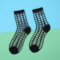 Womens Silk Lace Transparent Socks Black