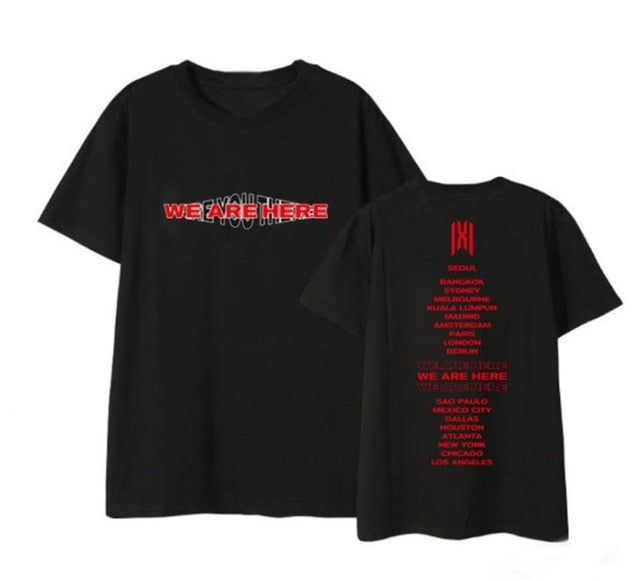 We are here world tour city names printing o neck t shirt