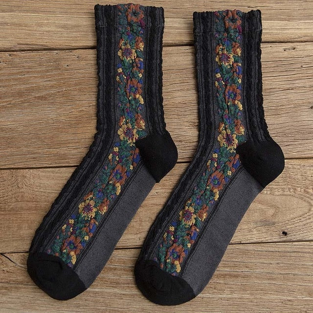 Floral Funny Socks Women Warm Cotton Cute