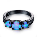 Hollow Design Oval Rainbow Fire Opal Ring
