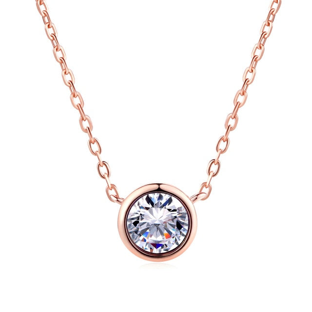 Cubic Rose Gold Color Pendant Necklace
