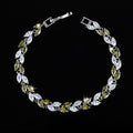 Cubic Zirconia Jewelry Silver Color Leaf Charm