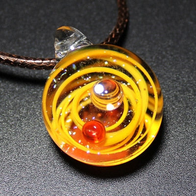 Galaxy Double Sided Pendant Necklace Glass