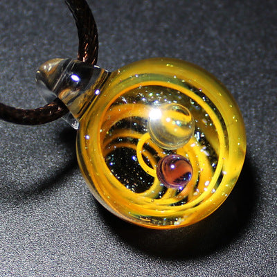 Galaxy Double Sided Pendant Necklace Glass
