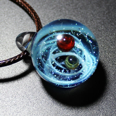 Galaxy Double Sided Pendant Necklace Glass