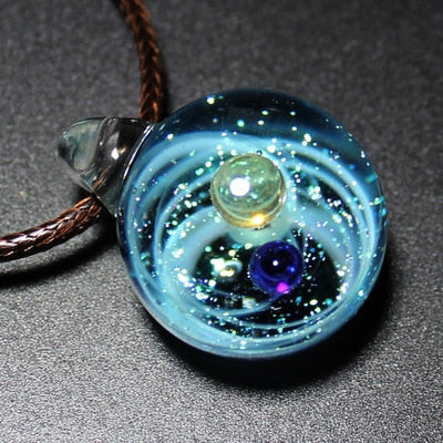 Galaxy Double Sided Pendant Necklace Glass