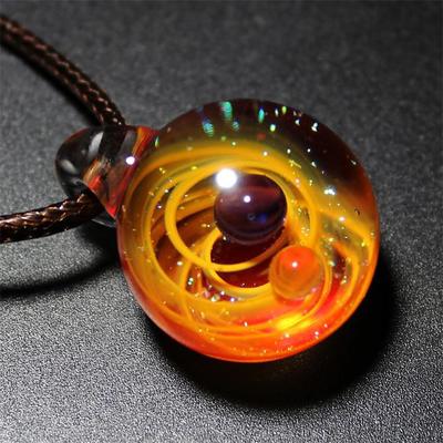 Galaxy Double Sided Pendant Necklace Glass