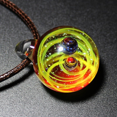 Galaxy Double Sided Pendant Necklace Glass