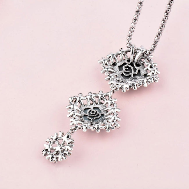 Vintage Gray Cubic Square Pendant Necklace
