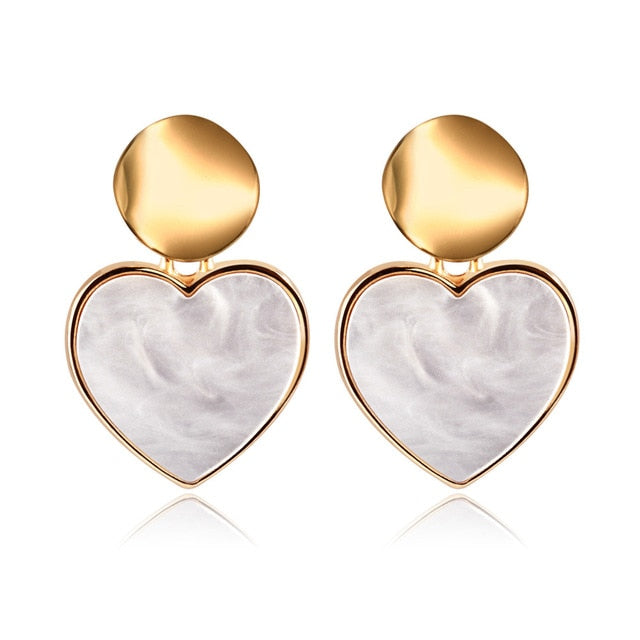 Korean Heart Statement Earrings for Women Fashion