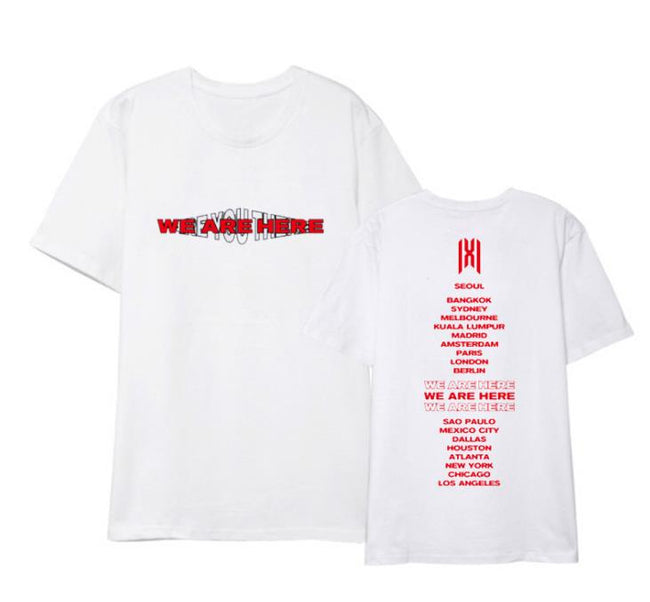 We are here world tour city names printing o neck t shirt
