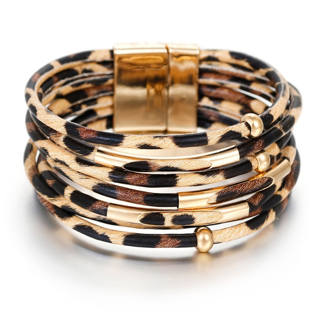 Leopard Leather Bracelets For Women