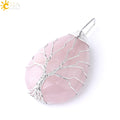 Necklace Pendant Wire Wrap Natural Stone Pink
