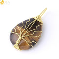 Necklace Pendant Wire Wrap Natural Stone Pink