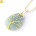 Necklace Pendant Wire Wrap Natural Stone Pink